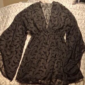 ◇3/$25◇Black Sheer Bat Print Kimono